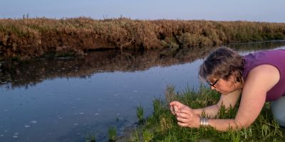 Women next to river