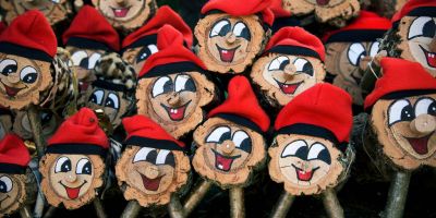 Tio de Nadal at a Christmas traditional fair in Barcelona.