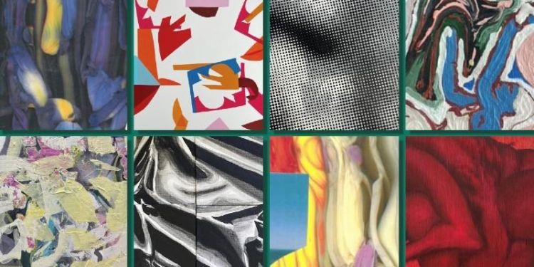 collage of artworks in a 4 by 2 grid