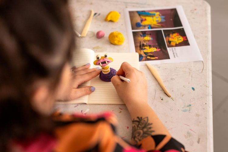 Person making a model