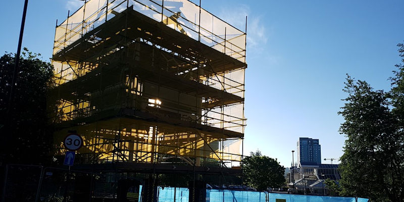 building with scaffolding