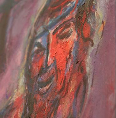 Colourful painting of a human face