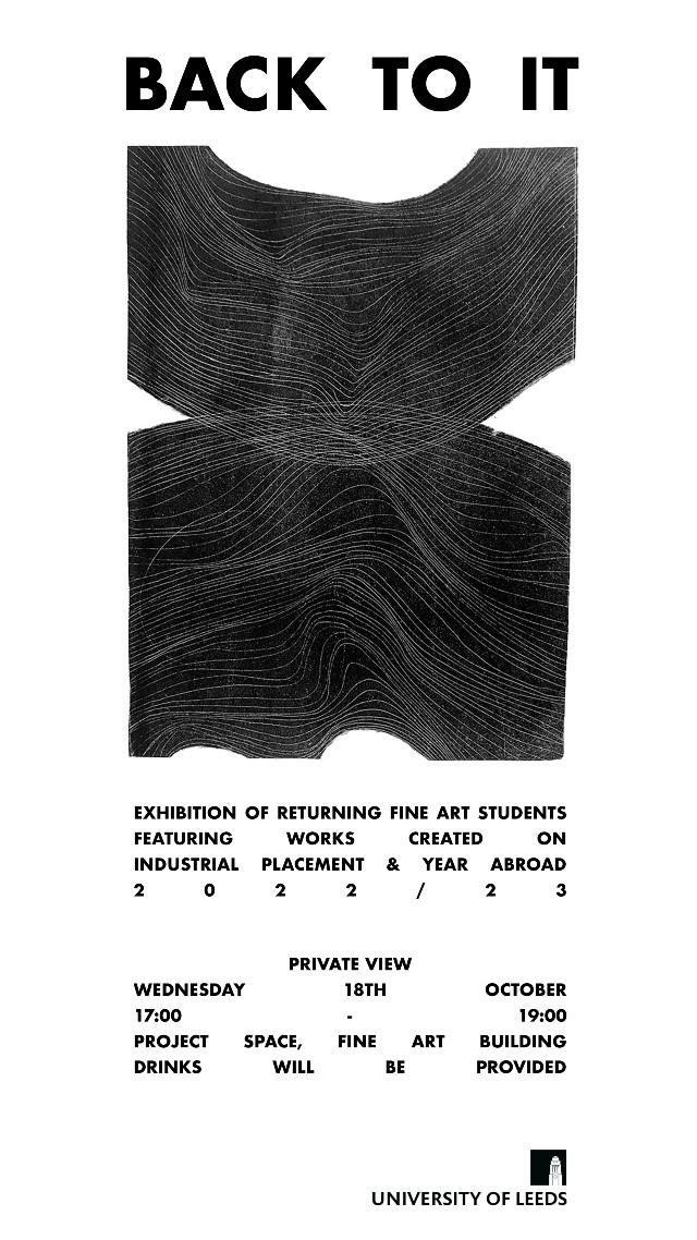 Back to it exhibition poster with black and white design