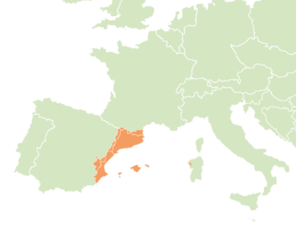 A map of the Catalan speaking parts of Europe