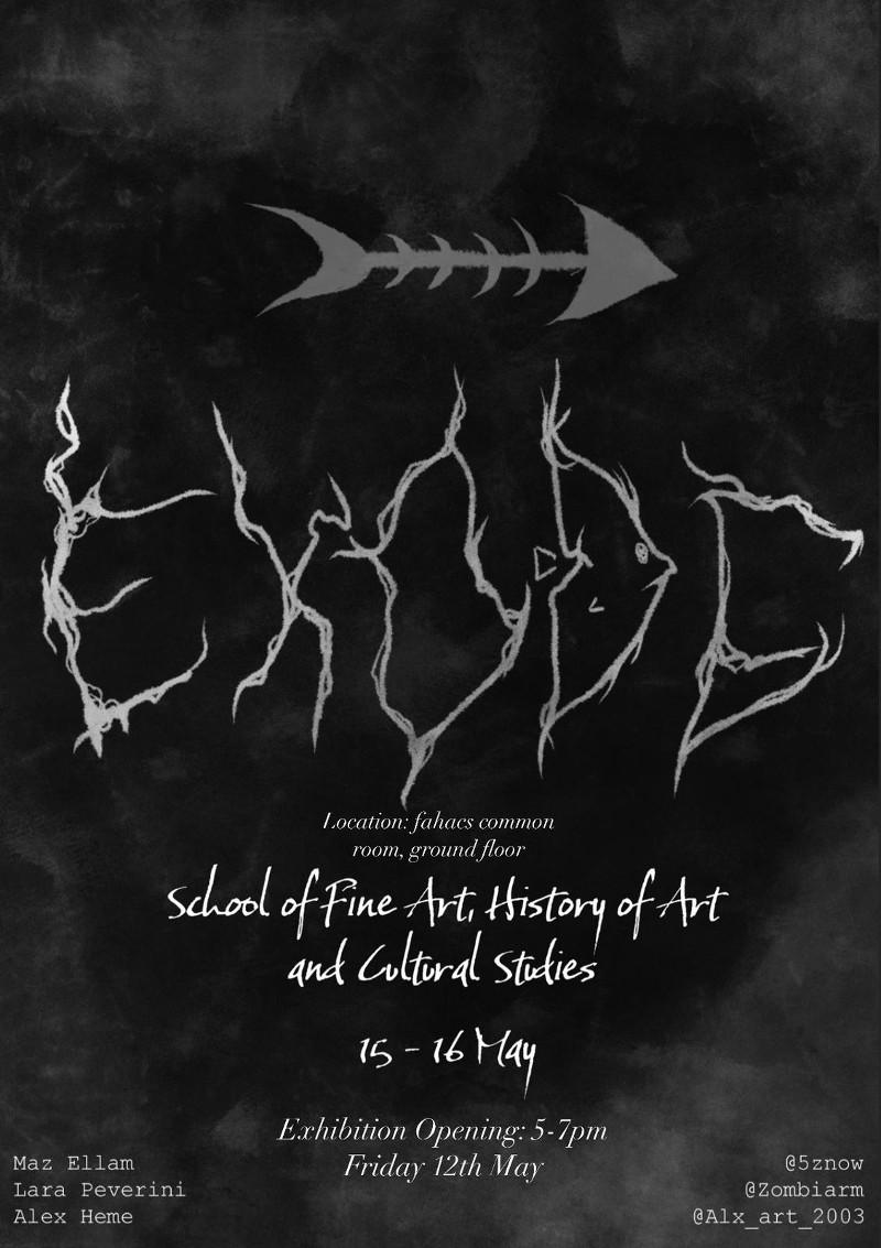Poster for Exode exhibition at the University of Leeds