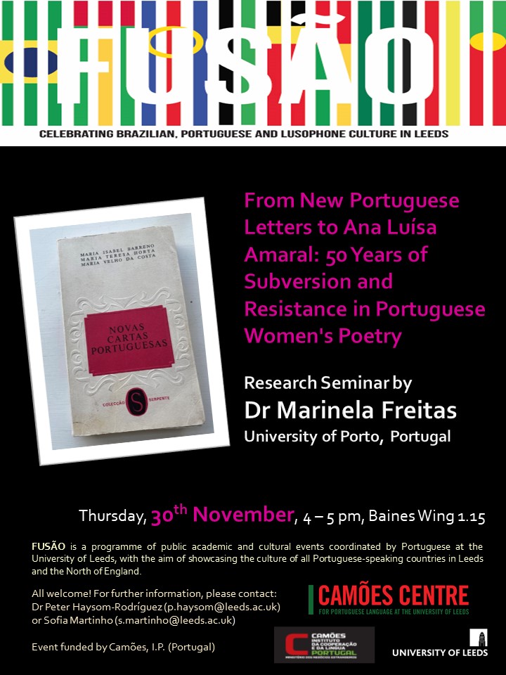 Information poster for From New Portuguese Letters to Ana Luísa Amaral