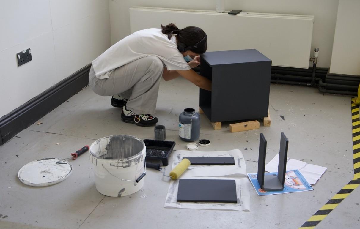 Millie Beth Wright preparing her piece 53 807902 1 557078 for the Fickle Spaces Degree Show