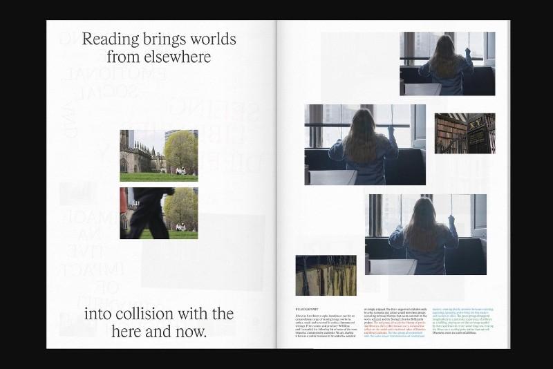 Sample newspaper spread of Seeing Libraries Differently with text and images