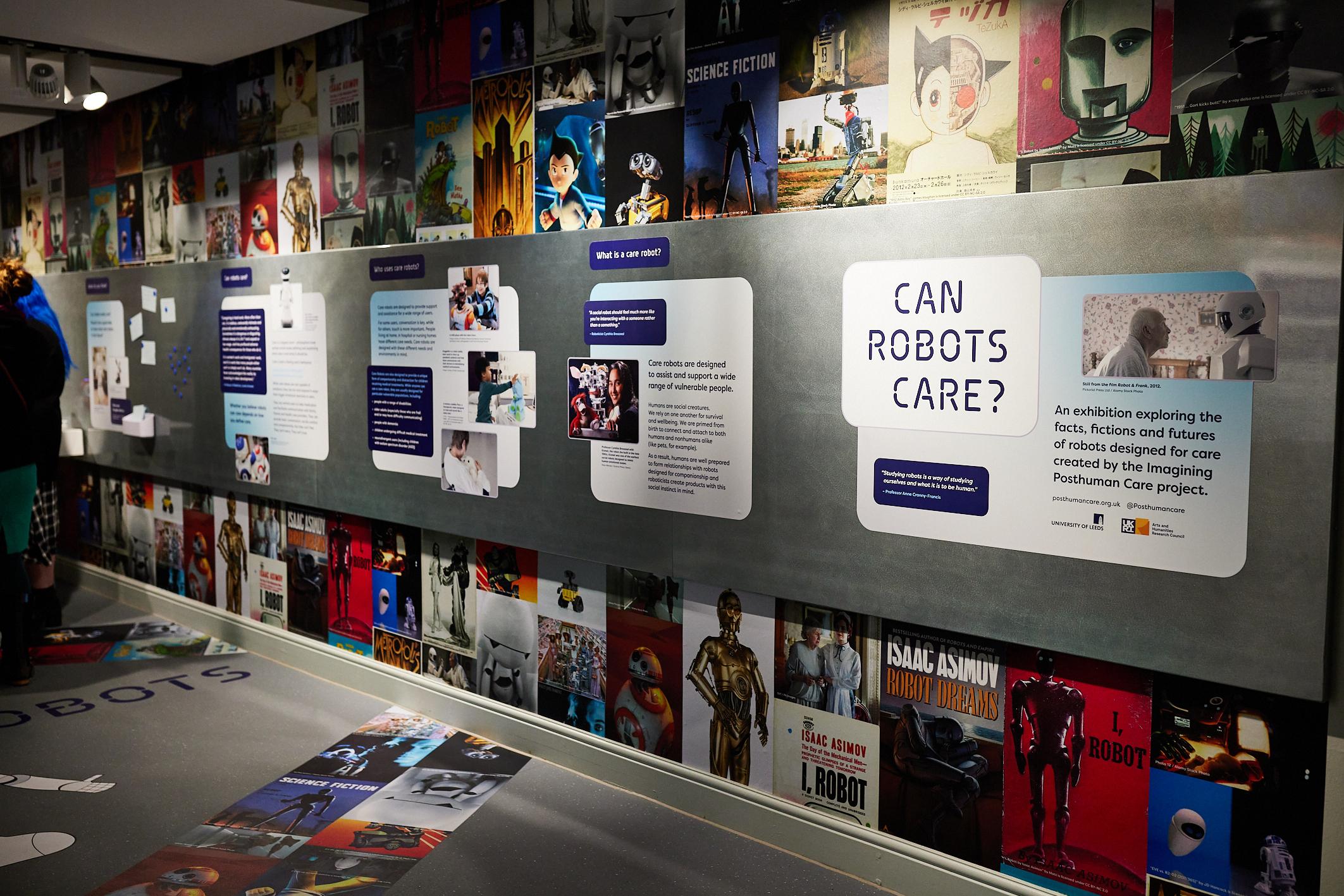 A wall display at the 'Can Robots Care?" exhibition in the Thackary Medical Museum.