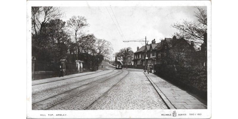 Black and white postcard of Hil lTop, Arnley