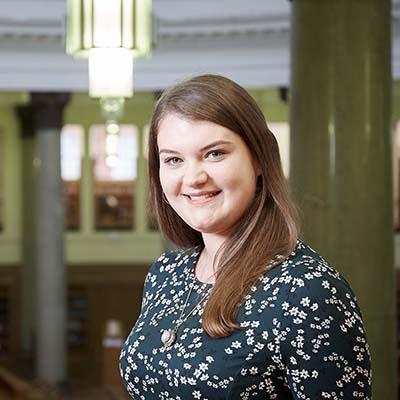 Postgraduate researcher Hannah MacKenzie gives Leeds Central Library talk
