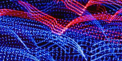 Abstract image of blue and red digital patterns