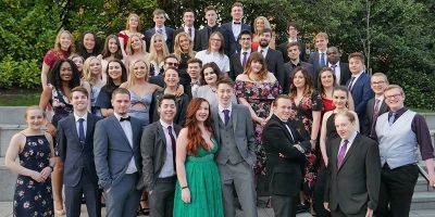 Group photo of Leeds Student Television outside at the 2018 National Student Television Association Awards