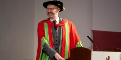 Mark Gatiss OBE on stage to collect his Honorary Degree