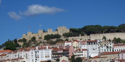 Lisbon Castle against a sunny blue sky