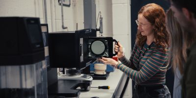 Women using textile testing machinery