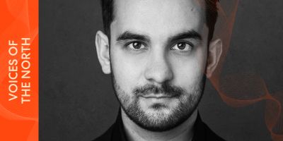 headshot of neil balfour, text reads 'voices of the north'