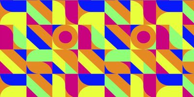 Abstract design with geometric shapes in various bold colours