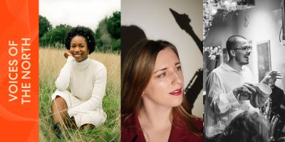 collage of performers, text reads 'voices of the north'