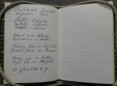 Photograph of a notebook in the Special Collections