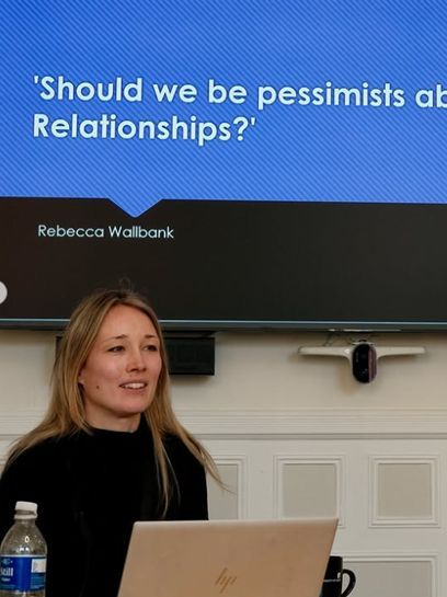 Rebecca Wallbank presenting at Human-AI workshop