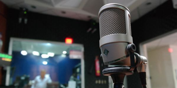 Mic in radio recording booth