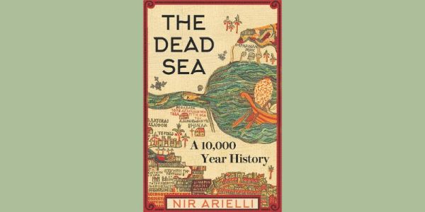 The cover of The Dead Sea. A Byzantinen mosaic of the sea showing hourses, palms, boats and fish.