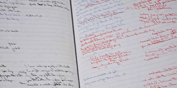 Poetry drafted on to a notebook