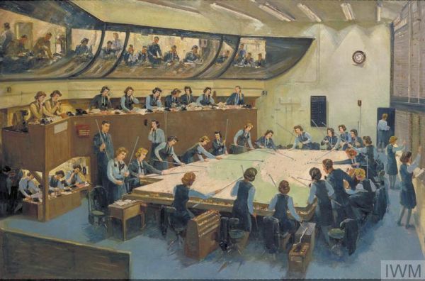 painting of No 11 Fighter Group's Operations Room, Uxbridge