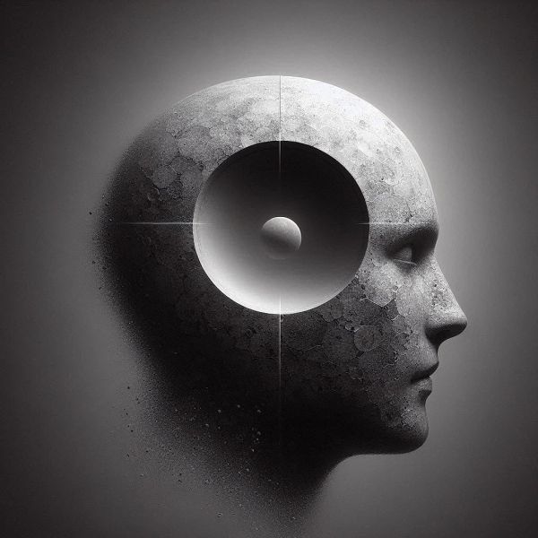 Side-on profile of a head