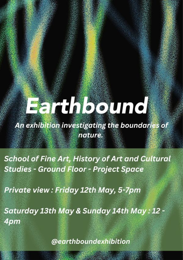 Poster for Earthbound exhibition at the University of Leeds