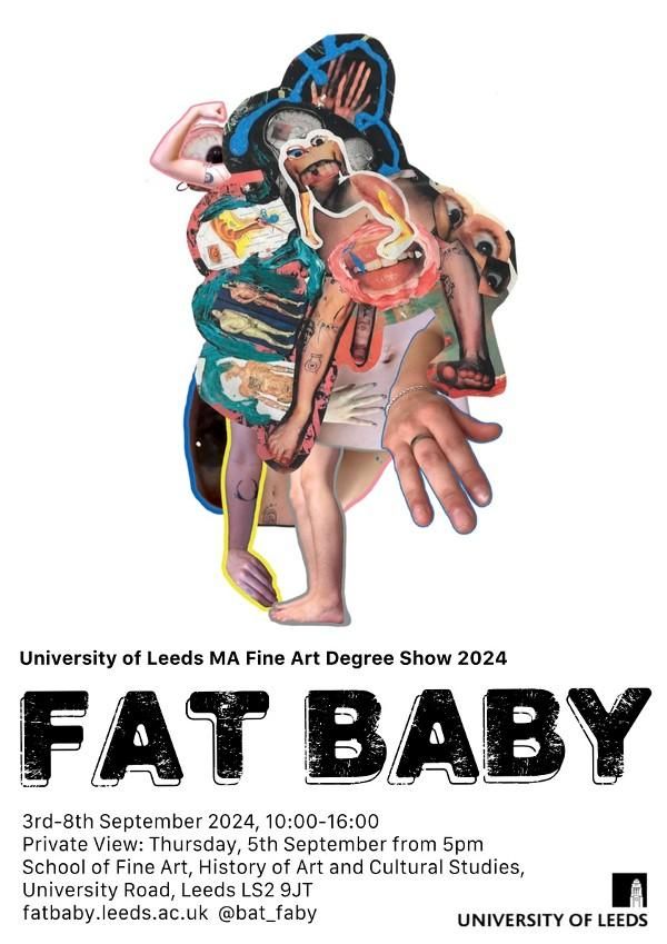 Fat Baby exhibition poster with collage of images