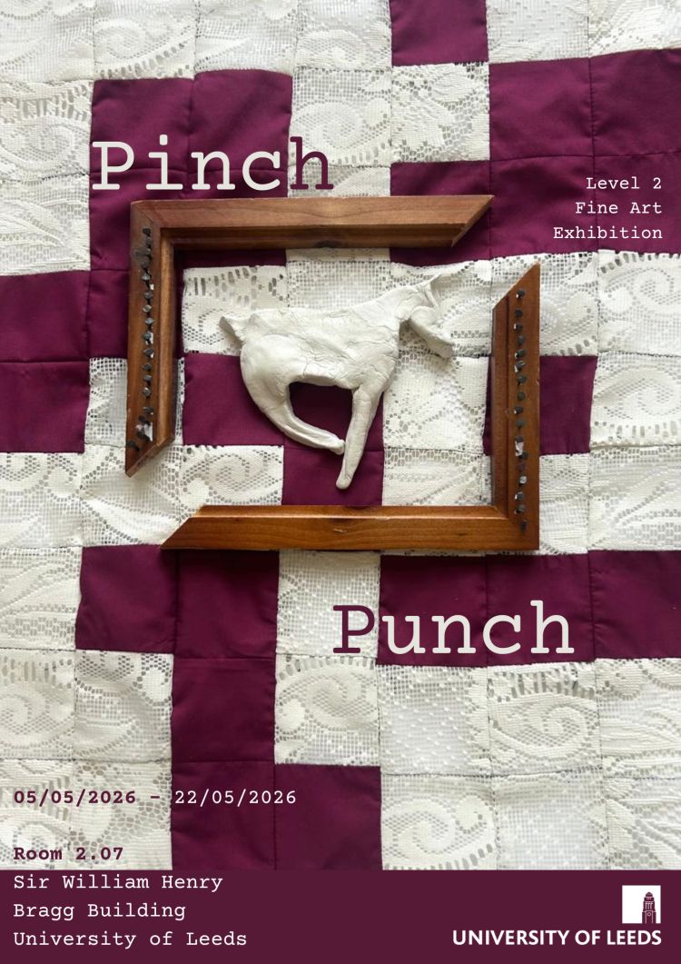 Exhibition poster with artwork in background