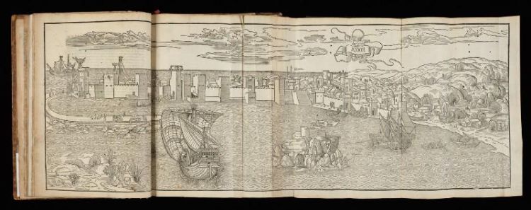 Pages from fifteenth century printed travel book