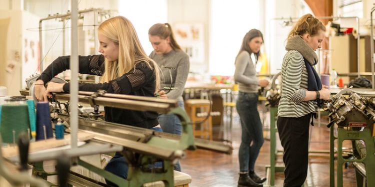 Students in a textile workshop