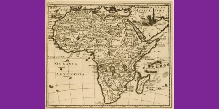 An antique map of the continent of Africa