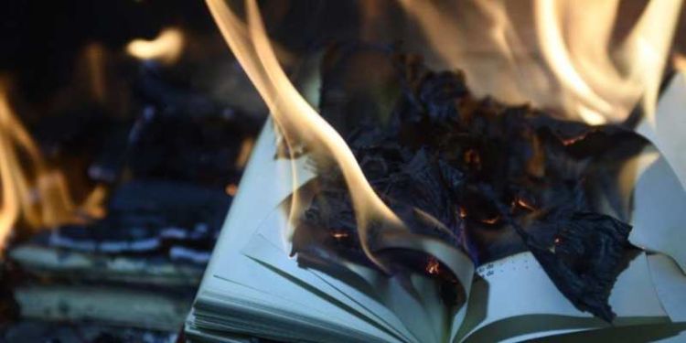 book in flames