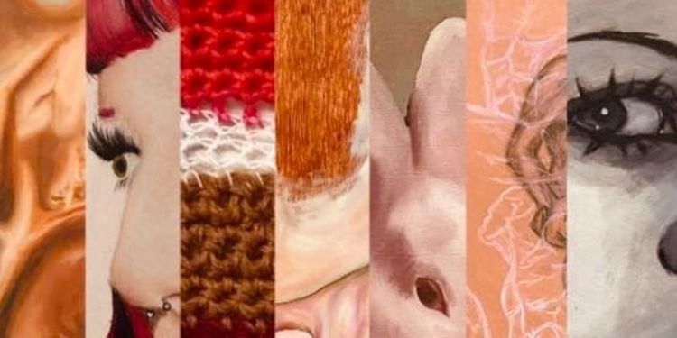 Collage of images of seven artwork by fine art students from the University of Leeds