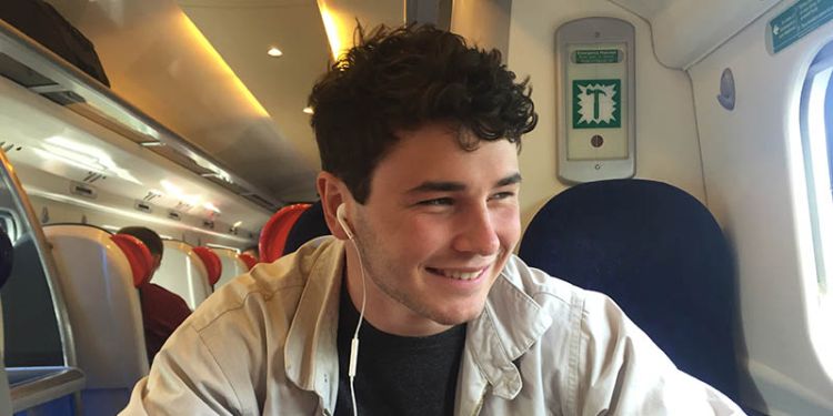 Jasper Clow on a train journey in Leeds