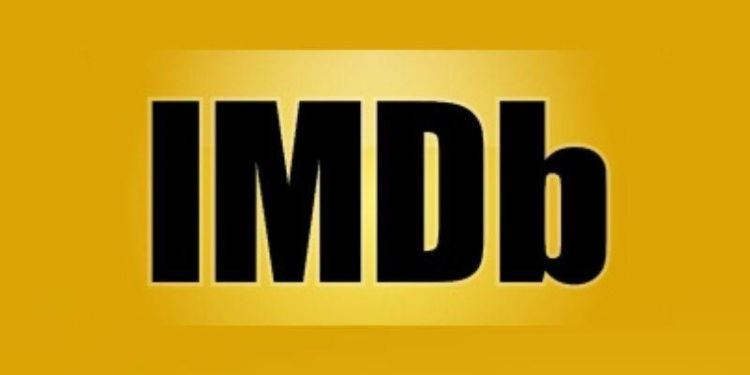 The IMDb logo, the text is in a bold black font on a mustard coloured background with lighter yellow highlight in the centre