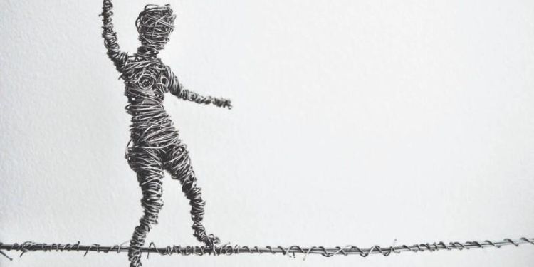 Pamela Storey's wire sculpture called Bird on a Wire