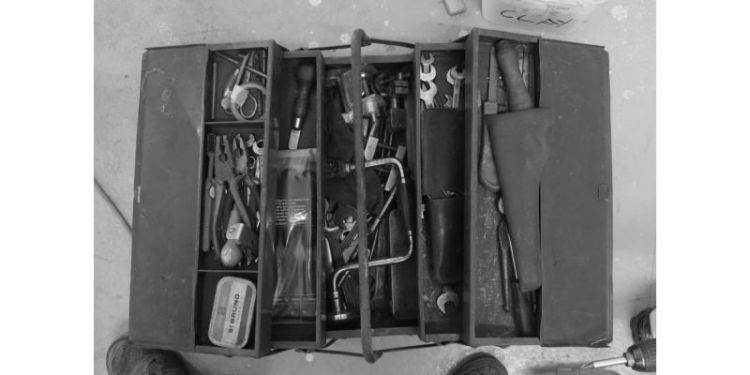 Black and white photo of a tool box by Benjamin Jenner