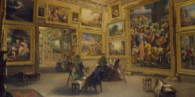 Image: The National Gallery when at Mr J.J. Angerstein&rsquo;s House, Pall Mall, 1824-34, Frederick MacKenzie &copy; Victoria and Albert Museum, London.