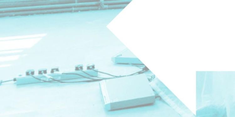 Equipment in a studio with partial arrow