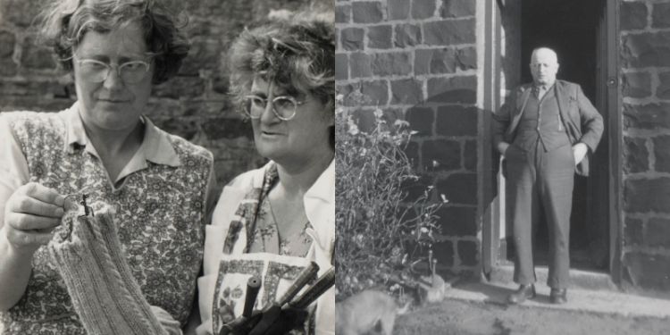 Left: Women from Swaledale with knitting. Right: Willie Pitt, retired farmworker and waggoner recorded in Embleton