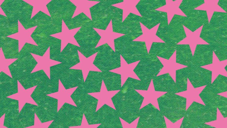 Pink stars on a green background