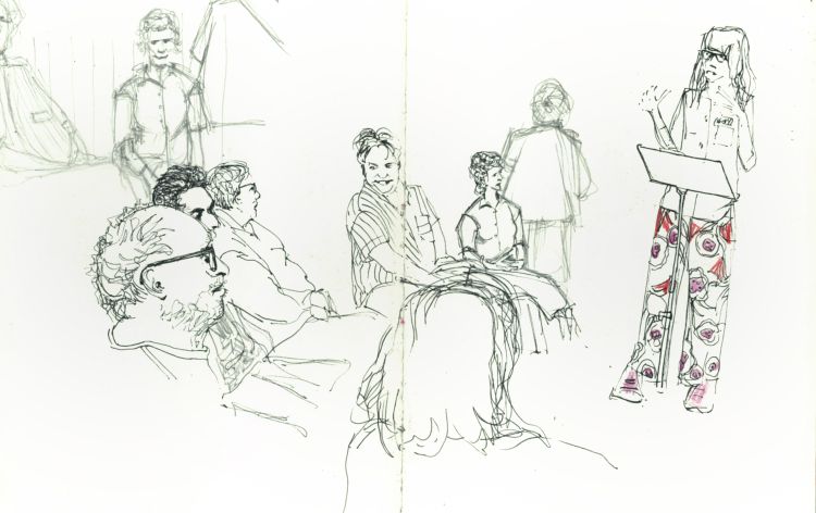 Drawing of a choir rehearsing