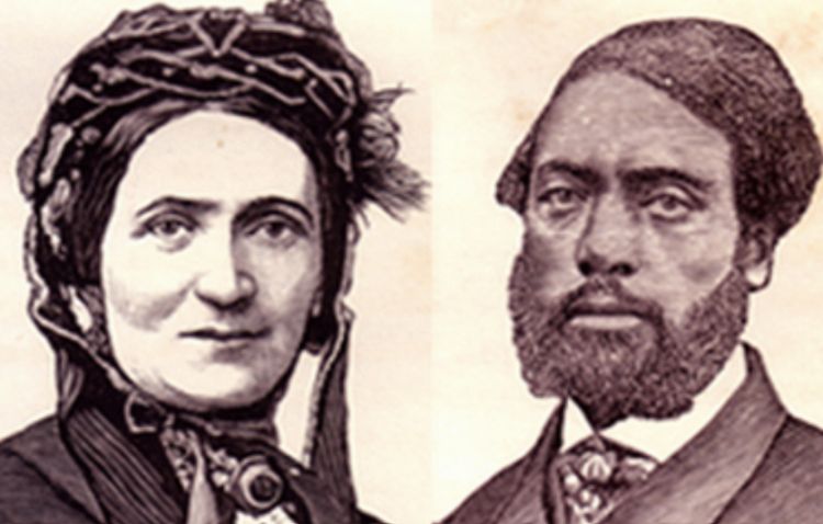 Hand-drawn portraits of Ellen and William Craft