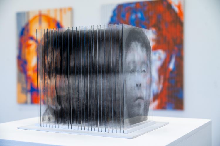 Artwork created with screen prints on acrylic sheets