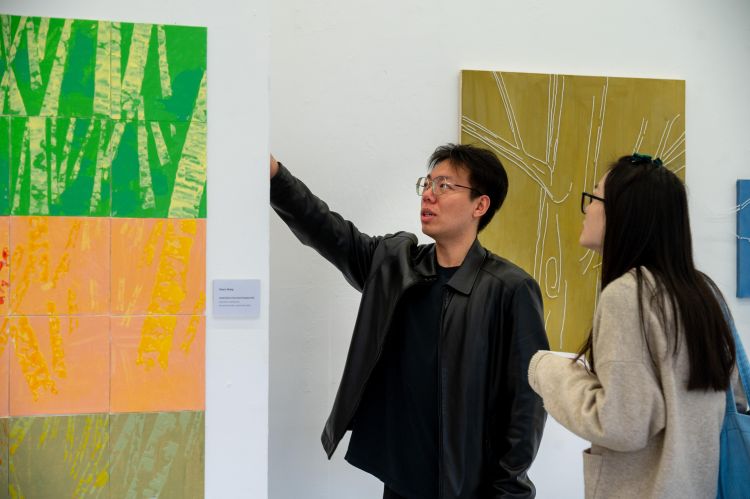 Huayu Zhang with artworks in Blue Studio 